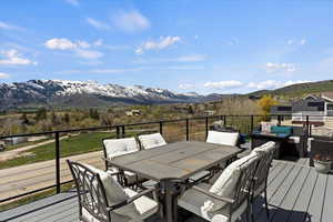 Wooden terrace with a mountain view