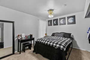 Bedroom with carpet floors