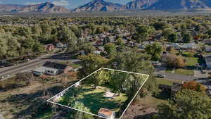 Aerial view featuring a mountain view