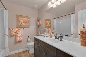 Bathroom with vanity and toilet