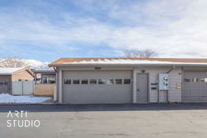 Garage with a mountain view