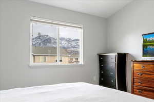 Bedroom with a mountain view