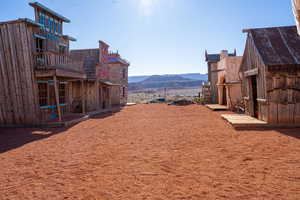 View of yard with a mountain view