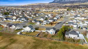 Aerial view featuring a mountain view