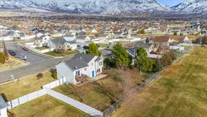 Aerial view featuring a mountain view