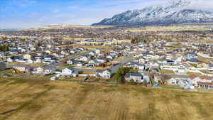 Aerial view featuring a mountain view