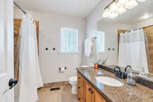 Main floor bathroom with granite countertops