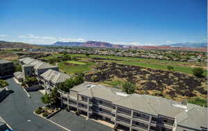 Drone / aerial view featuring a mountain view