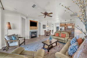 Living room with ceiling fan