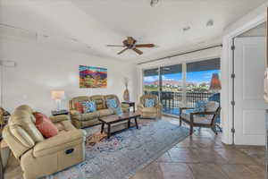 Living room with ceiling fan