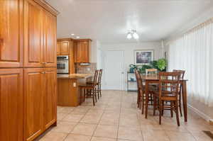 View of tiled dining room