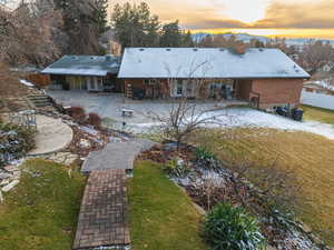 View of aerial view at dusk