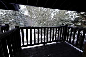 View of snow covered deck