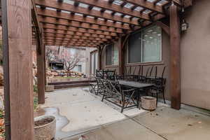 View of patio / terrace featuring a pergola