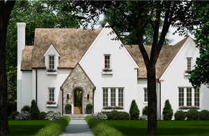 View of front of home featuring a front lawn