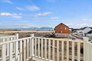 Balcony with a mountain view
