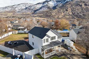 Aerial view featuring a mountain view