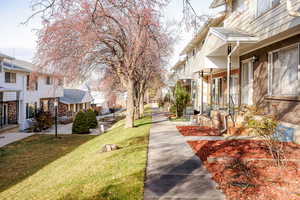 View of property's community featuring a yard