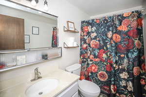 Bathroom featuring vanity and toilet