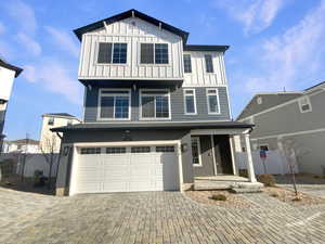 View of front of home with a garage