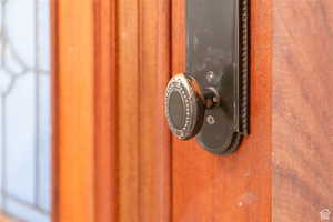 View of original front door hardware.