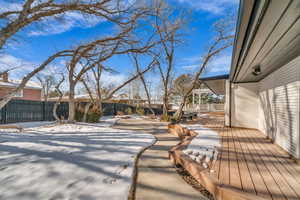 View of snow covered deck