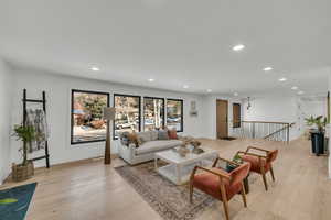 Living room featuring light hardwood / wood-style flooring