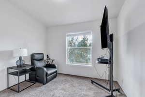 Sitting room with carpet floors