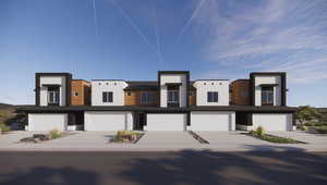 Contemporary house featuring a garage