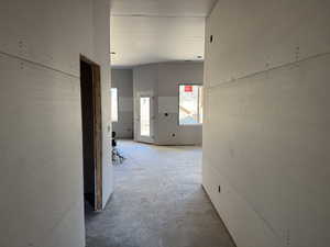 Corridor with concrete flooring