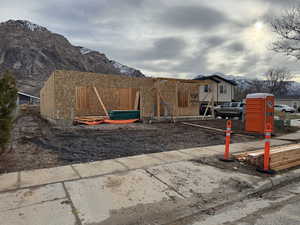 View of yard with a mountain view