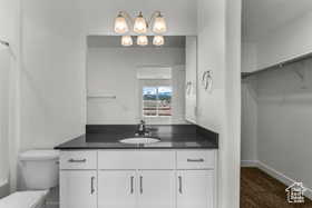 Bathroom with vanity and toilet