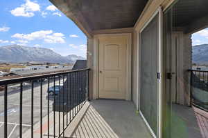 Balcony with a mountain view