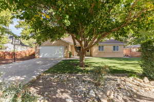 View of front of home with a garage