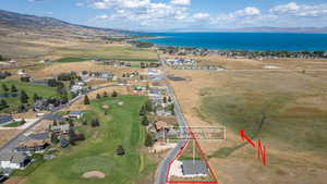 Aerial view of a lake and boundaries.