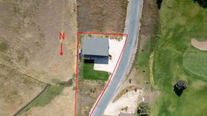 Aerial overview of property's location with property boundaries highlighted