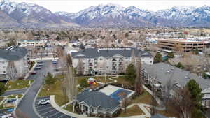 Drone / aerial view with a mountain view