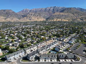 Drone / aerial view featuring a mountain view