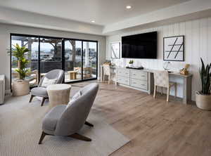 Living room featuring light wood-type flooring