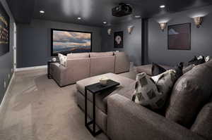 View of carpeted home theater