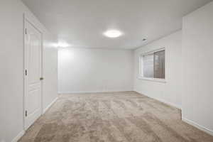 Unfurnished room with light carpet