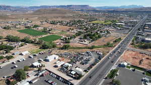 Aerial view featuring a mountain view