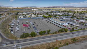 Aerial view featuring a mountain view