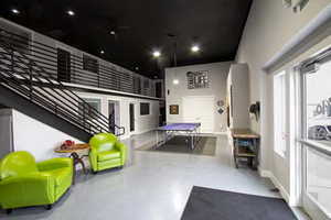 Playroom with concrete floors