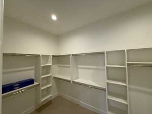 Primary bedroom Walk in closet featuring carpet