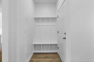 Mudroom featuring dark hardwood / wood-style floors