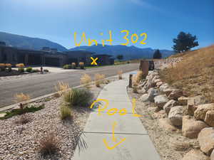 Location of unit in reference to pool entrance and Powder Mtn Bus stop