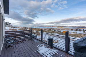 L Shape East Facing Deck with Lake Views