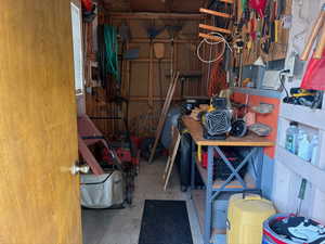 Workshop at the rear of the garage