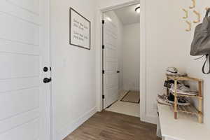 Hallway featuring dark hardwood / wood-style floors